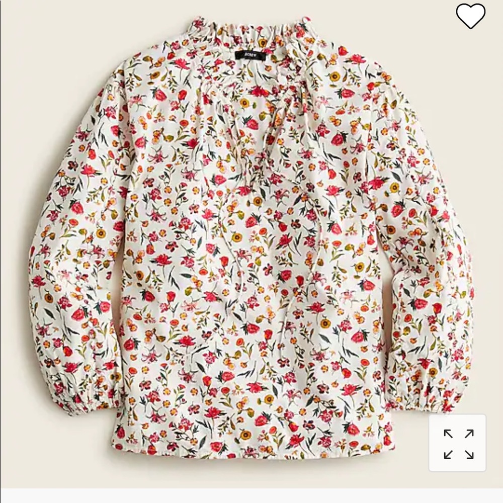 NWT J. Crew Scalloped tie-neck top in vintage floral